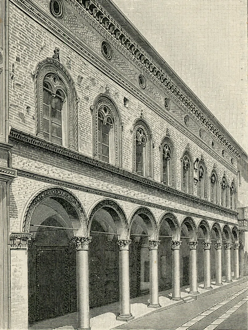 Incisione storica di Palazzo Pallavicini, Via San Felice, Bologna